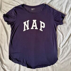 GapBody Pure Body Sleep Shirt Women S Navy Blue NAP Graphic Tee